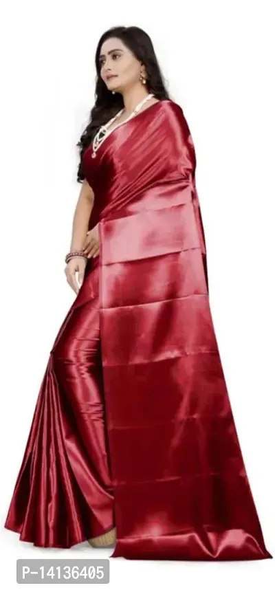Trendy Attractive Satin Saree with Blouse piece-thumb3