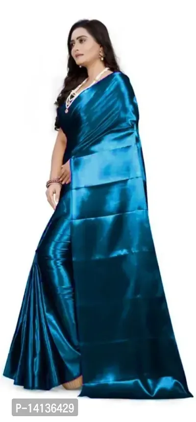 Trendy Attractive Satin Saree with Blouse piece-thumb4