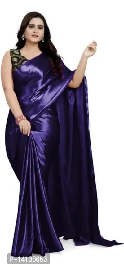 Trendy Attractive Satin Saree with Blouse piece-thumb0