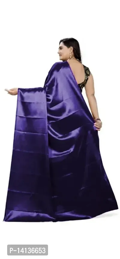 Trendy Attractive Satin Saree with Blouse piece-thumb3