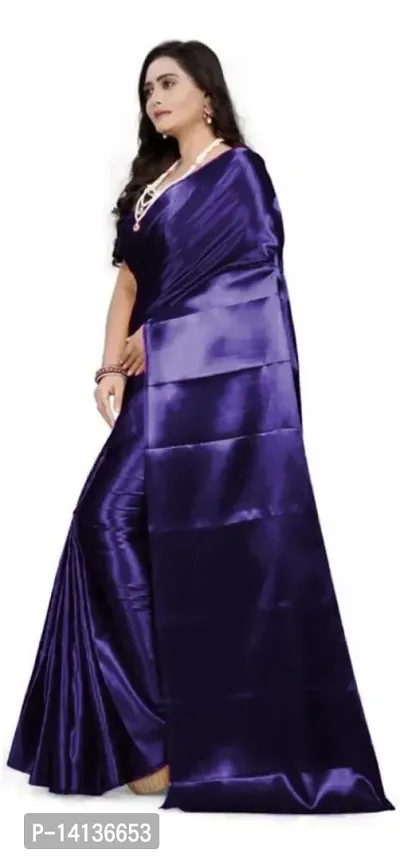 Trendy Attractive Satin Saree with Blouse piece-thumb2