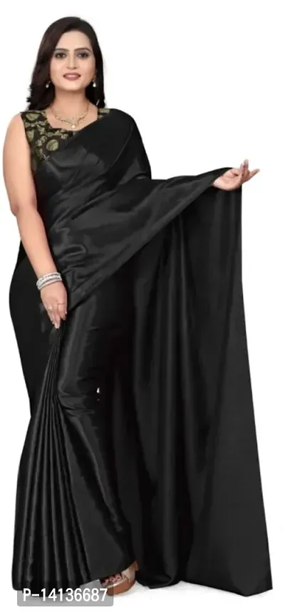 Trendy Attractive Satin Saree with Blouse piece-thumb0