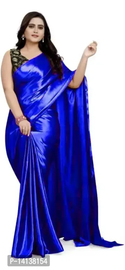 Trendy Attractive Satin Saree with Blouse piece-thumb0