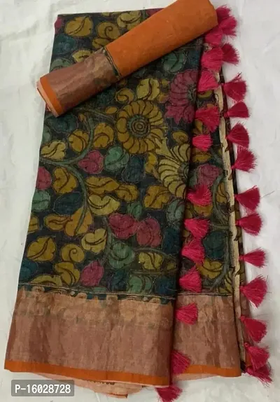 CLASSIC LINEN SAREE WITH ALL OVEER DIGITAL PRINTED