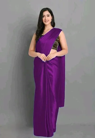 Classic Satin Solid Sarees With Blouse Piece
