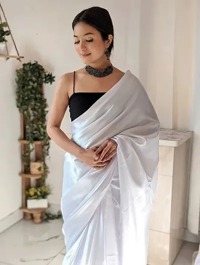 Elegant Satin Saree with Blouse piece 