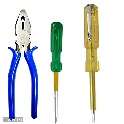 Agam Hand Tool Kit (Combination Plier 8-Inch, Line Tester, 2In1 Screwdriver) 3-Pcs. Combo Hand Toolnbsp;