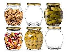 ATLOYAL Matki Handi Shaped Glass Jar for Storage of Spices and Dry Fruit Air Tight Gold Colour Metal Lid Glass Jar 350ml (pack of 2)-thumb4