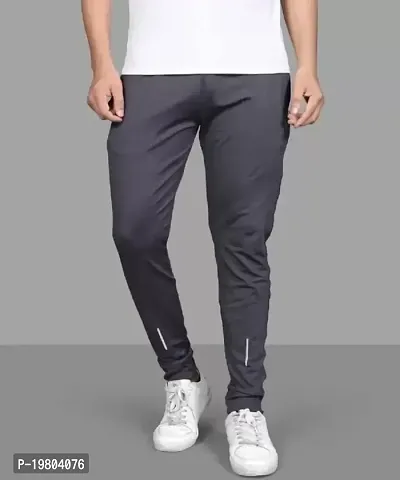 Stylish Grey Cotton Blend Solid Joggers For Men-thumb0