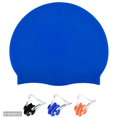 Swim Cap For Unisex Kids Silicon Swimming Cap 100% Latex Free One Swim Cap Age 14 Years Above Blue Blue Silicon-thumb0
