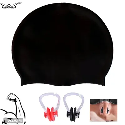 Black Silicone Swimming Cap Non Slip Pool Caps Waterproof Elastic Swimming Caps