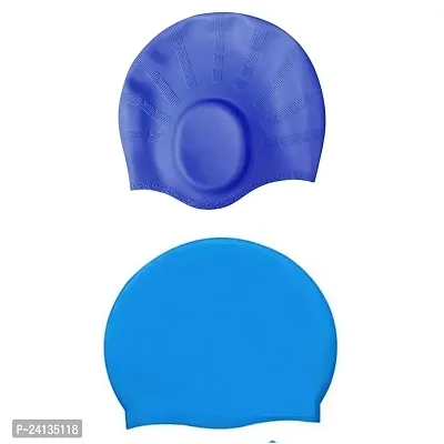 Black Silicone Swimming Cap Non Slip Pool Caps Waterproof Elastic Swimming Caps-thumb0