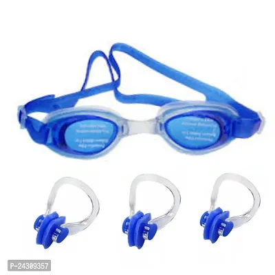 swimming goggles and nose plugs