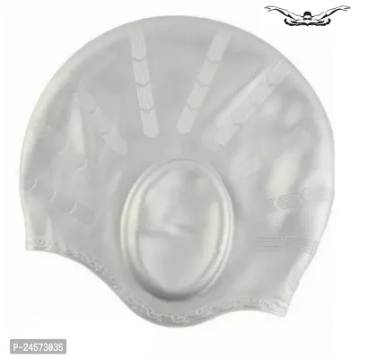 SILICON SWIMMING CAP EAR PROCTION LONG HAIR SWIMMING CAP FOR WOMEN silver-thumb0