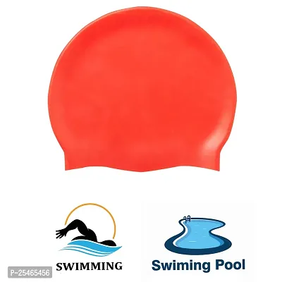 Unisex Silicon Swimming Cap, Stretchable and Leakproof  head cover  Stretchable  Swimming Cap Swim Head Cover Hair  Swimming Caps | 100% Silicone Waterproof Swimming Cap for Boys Girls Mens and Women