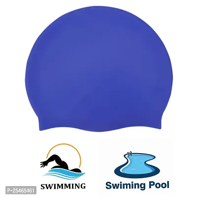 Unisex Silicon Swimming Cap, Stretchable and Leakproof  head cover  Stretchable  Swimming Cap Swim Head Cover Hair  Swimming Caps | 100% Silicone Waterproof Swimming Cap for Boys Girls Mens and Women-thumb0