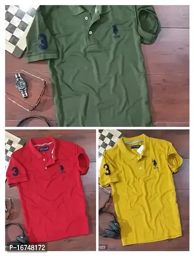 Reliable Multicoloured Cotton Blend Solid Polos For Men