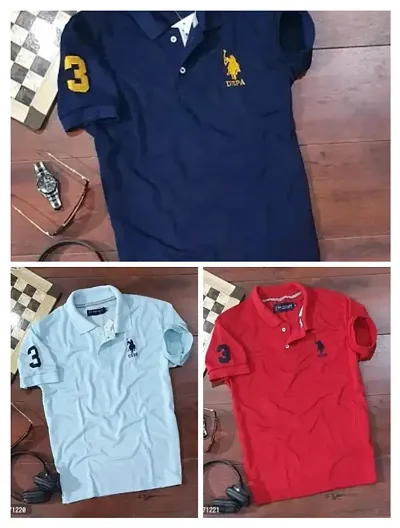 Reliable Blend Solid Polos For Men