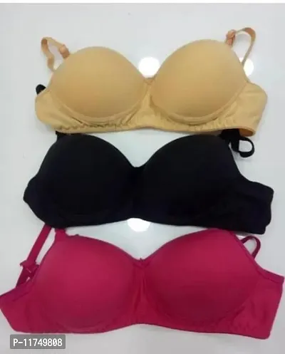 WOMENS LIGHTLY STRAP REMOVABLE PADDED BRA PACK OF 3