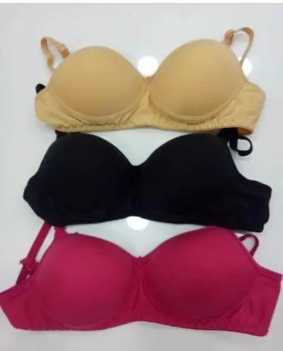 WOMENS LIGHTLY STRAP REMOVABLE PADDED BRA PACK OF 3