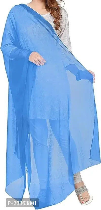 Elite Blue Chiffon Solid Dupatta For Women-thumb0