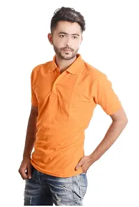 Reliable Orange Cotton Blend  Polos For Men-thumb2