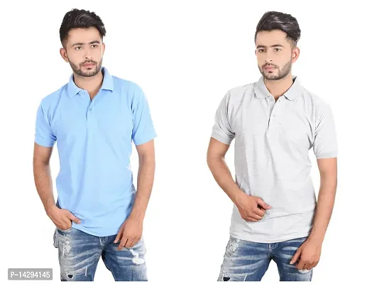 Reliable Multicoloured Cotton Blend  Polos For Men Pack Of 2