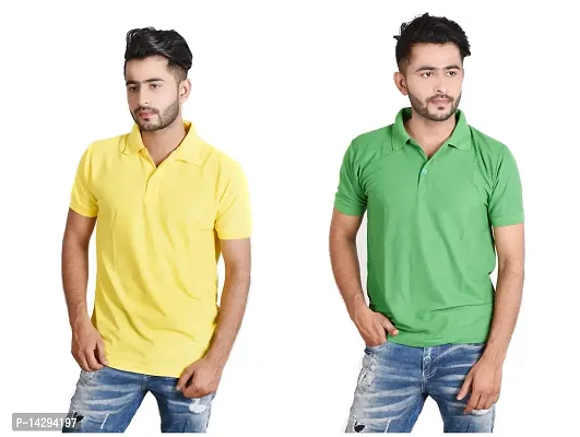 Reliable Multicoloured Cotton Blend  Polos For Men Pack Of 2-thumb0