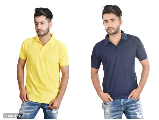 Reliable Multicoloured Cotton Blend  Polos For Men Pack Of 2-thumb0