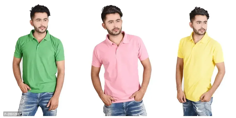 Reliable Cotton Blend Polos For Men Pack Of 3