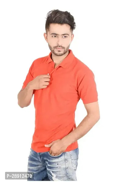 Reliable Peach Cotton Blend Polos For Men-thumb3