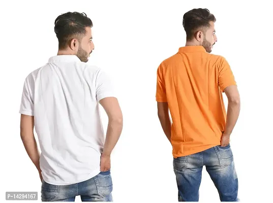 Reliable Multicoloured Cotton Blend  Polos For Men Pack Of 2-thumb2