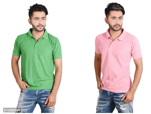 Reliable Multicoloured Cotton Blend  Polos For Men Pack Of 2-thumb0