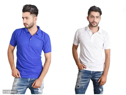 Reliable Multicoloured Cotton Blend  Polos For Men Pack Of 2-thumb0