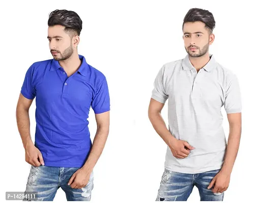 Reliable Multicoloured Cotton Blend  Polos For Men Pack Of 2