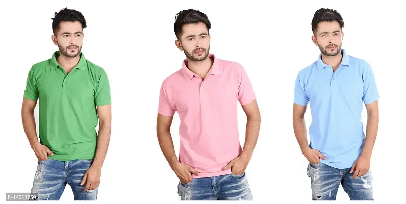 Trendy Polo Neck Tshirt Pack Of 3 For Men-thumb0