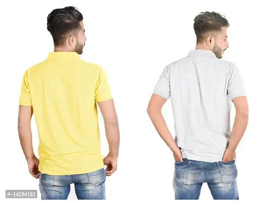 Reliable Multicoloured Cotton Blend  Polos For Men Pack Of 2-thumb2