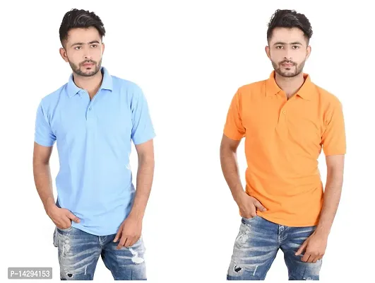 Reliable Multicoloured Cotton Blend  Polos For Men Pack Of 2-thumb0