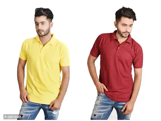 Reliable Cotton Blend Polos For Men Pack Of 2-thumb0