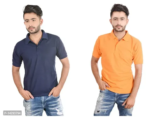 Reliable Multicoloured Cotton Blend  Polos For Men Pack Of 2-thumb0