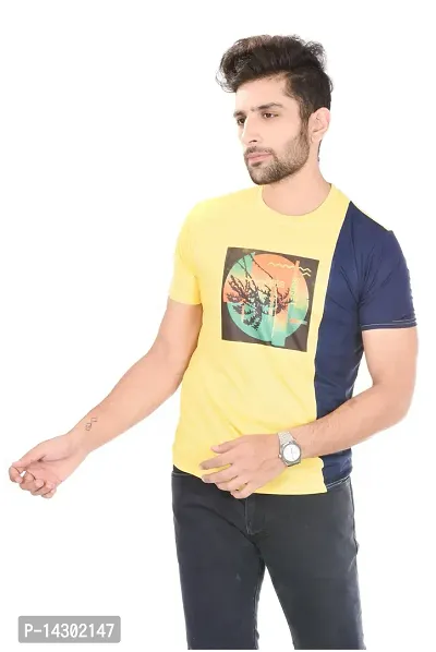 Reliable Yellow Polyester  Round Neck Tees For Men-thumb0