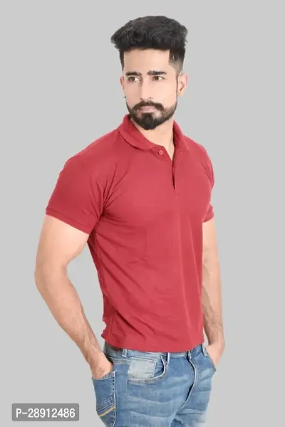 Reliable Red Cotton Blend Polos For Men-thumb3