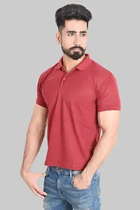 Reliable Maroon Cotton Blend  Polos For Men-thumb1