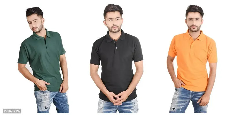 Reliable Cotton Blend Polos For Men Pack Of 3