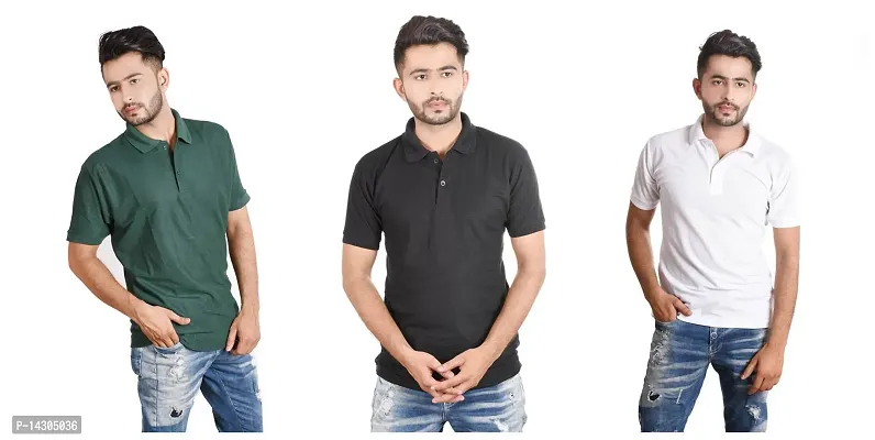 Trendy Polo Neck Tshirt Pack Of 3 For Men-thumb0