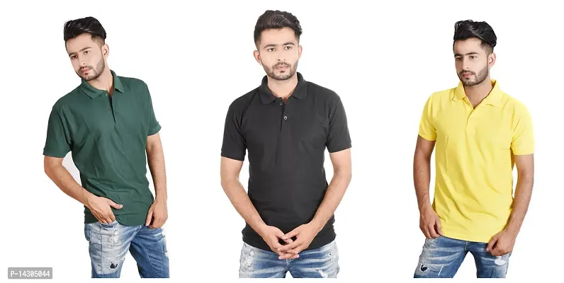 Trendy Polo Neck Tshirt Pack Of 3 For Men-thumb0