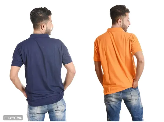 Reliable Multicoloured Cotton Blend  Polos For Men Pack Of 2-thumb2