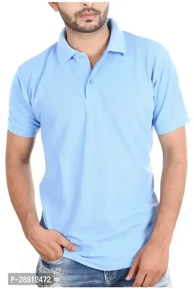 Reliable Blue Cotton Blend Polos For Men-thumb3