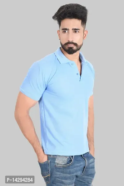 Reliable Blue Cotton Blend  Polos For Men-thumb2