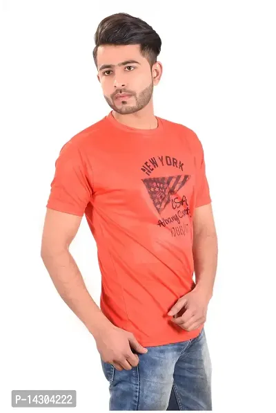 Reliable Red Polyester  Round Neck Tees For Men-thumb3